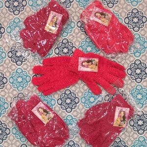 Cozy Red and Pink Fuzzy Gloves